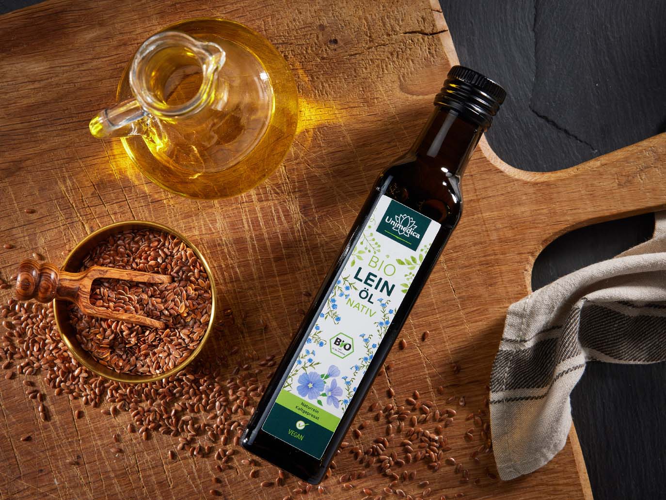 Organic virgin flaxseed oil - cold-pressed - with alpha-linolenic acid - 250 ml - from Unimedica